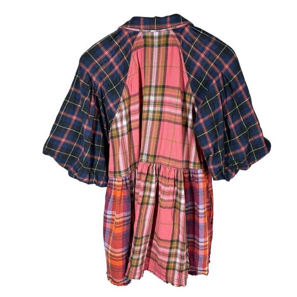 Free People Colorful Plaid Button-Up Blouse - Picture 2 of 11